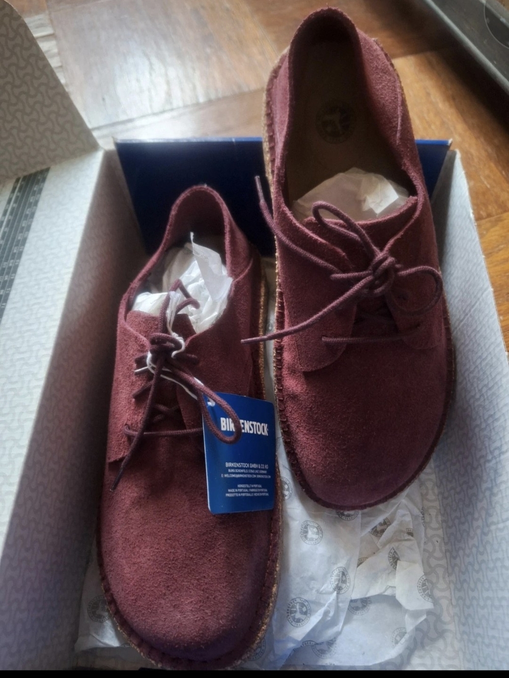 Birkenstock Burgundy Suede Chukka Lace-Up Shoe Sz 41